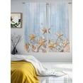 thumbnail image 3 of Summer Coastal Sheer Curtains 2 Panels Set Nautical Starfish Ocean Shells Blue Wood Grain Sheer Window Curtains Light Filtering Rod Pocket Voile Drapes for Bedroom Living Room 52"X72", 3 of 8