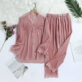 thumbnail image 2 of HNMKIU Women's Winter Warm Outfits Gold Velvet Long Sleeve Shirt Trousers Women's Pajama Sets Home Sleepwear Suit Pink,M, 2 of 4