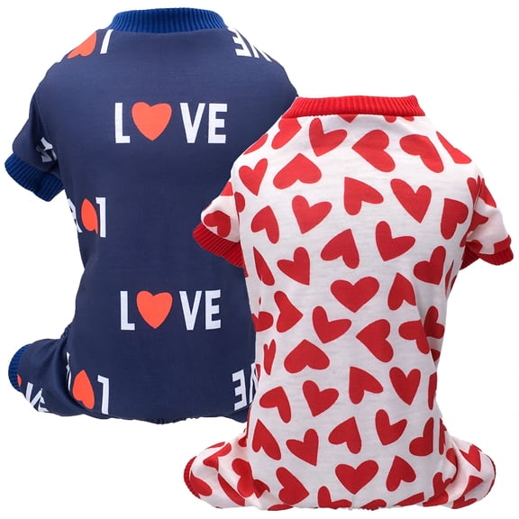 GASTROPOD Pet Dog Jumpsuit Love Heart Print Round Neck Outfit Pet Pajamas Puppy Clothes for Small Medium Large Dogs