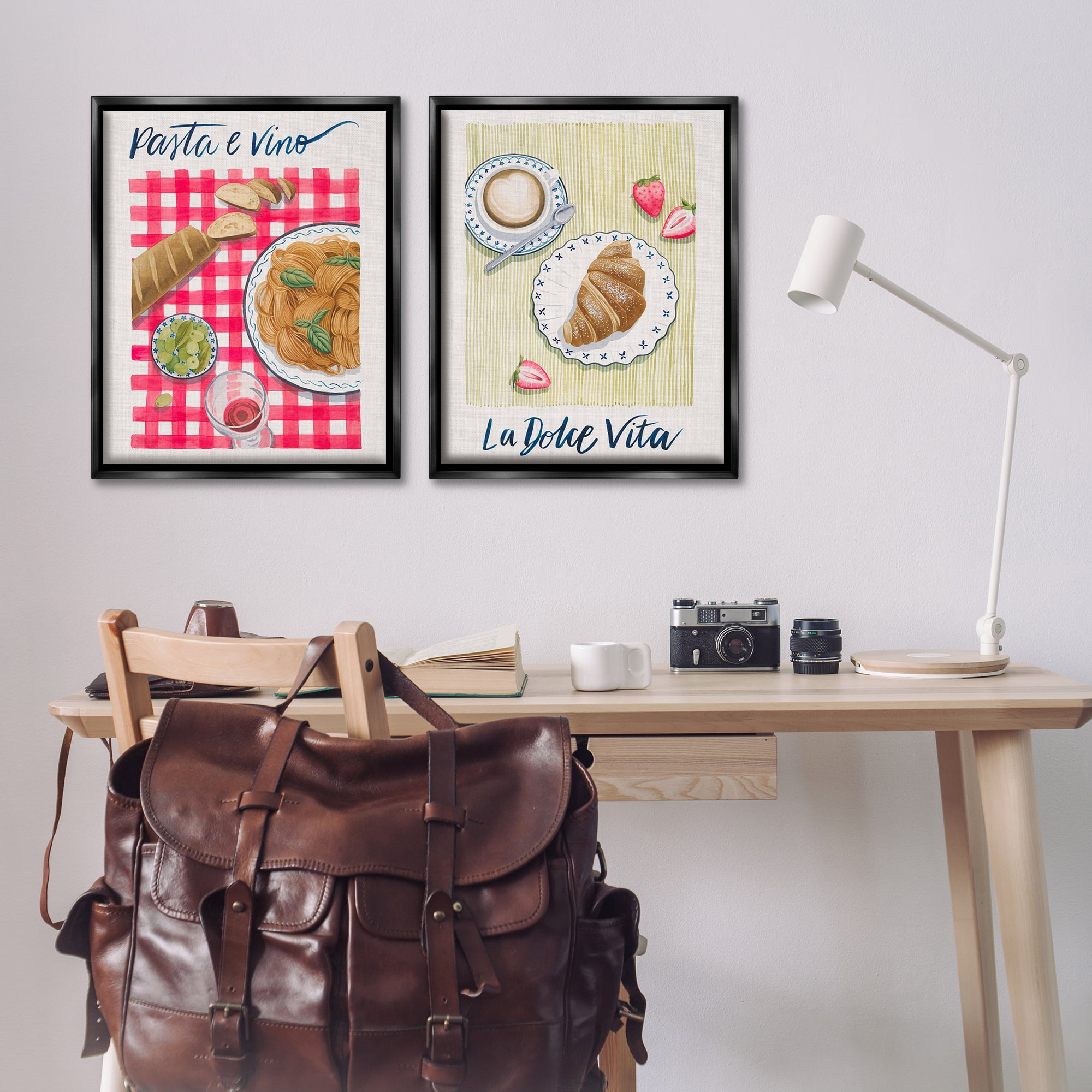 Stupell Industries Picnic Lunch & Brunch Meals Food & Beverage Painting Black Floater Framed Canvas Art Print Wall Art, 31 x 25, Set of 2
