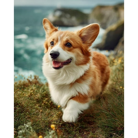 Paint by Numbers for Adults Kids Beginner Corgi on the Cliff DIY Acrylic Painting by Numbers Kits with Brushes Acrylic Pigment Home Decoration Gifts 16 x 20 inch