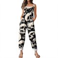 thumbnail image 5 of EANJE Halloween Women's Jumpsuits Gothic Skull Floral Graphic Women Overall Sleeveless Wide Leg Jumpsuit Plus Size Straps Rompers Trendy Bib Overalls Winter Clothing Dark Gray S, 5 of 6