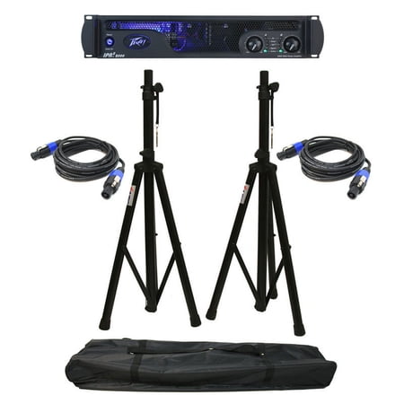 Peavey Ipr2 2000 Pro Audio Speaker Amplifier 2000W Amp Stands & Speakon Cables