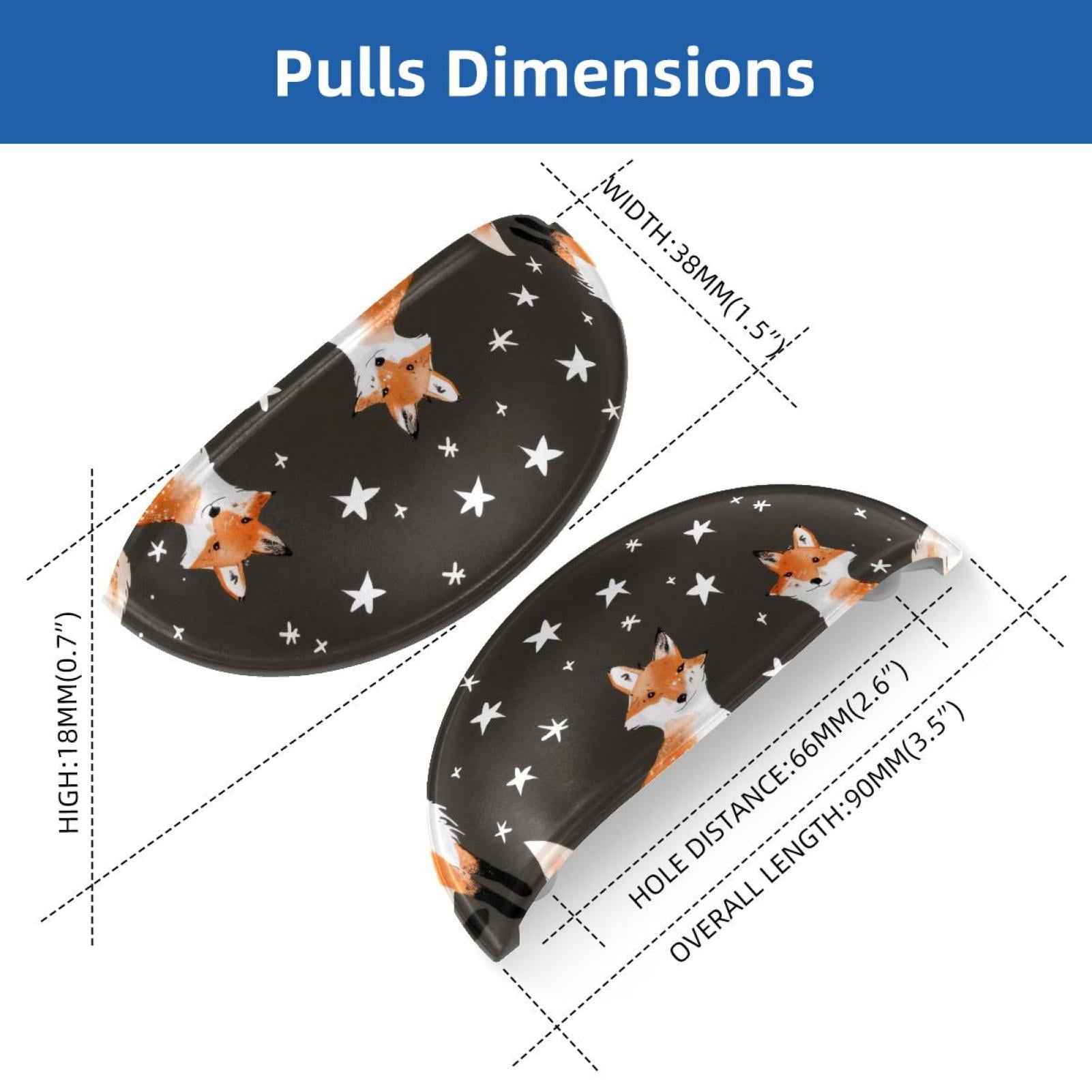 PhooArto 6 Pcs Cup Drawer Pulls, Fox Stars Pattern Shell Shape Handles Cabinet Knobs for Dresser Cupboard Closet Wardrobe with Screws