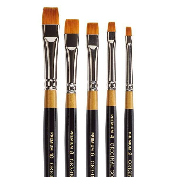 Kingart Original Gold, 9450 Chisel Blender Series, Premium Golden Taklon Artist Brushes, All Ages