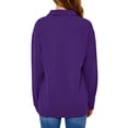 thumbnail image 3 of TWZH Women Solid Color Lapel Collar Zipper Long Sleeve Sweatshirt, 3 of 3