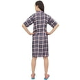 thumbnail image 4 of Bimba Check Print Baby Pink Women's Sleepshirt Button-up Shirt Dress Sleepwear - 4, 4 of 5