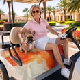 thumbnail image 3 of Golf Cart Seat Covers for 2 Seater,Orange Red Brown Microfiber Cart Seat Towel Blanket,Abstract Modern Oil Painting Street Art Absorbent NonSlip Bench Seats Protector for Golf Course 51"x31", 3 of 9