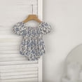 thumbnail image 2 of Tfken Newborn Infant Romper Floral Print Short Sleeve Light Purple Outfit For Baby Girls 0-3 Months Comfortable Crew Neck Bodysuit, 2 of 9