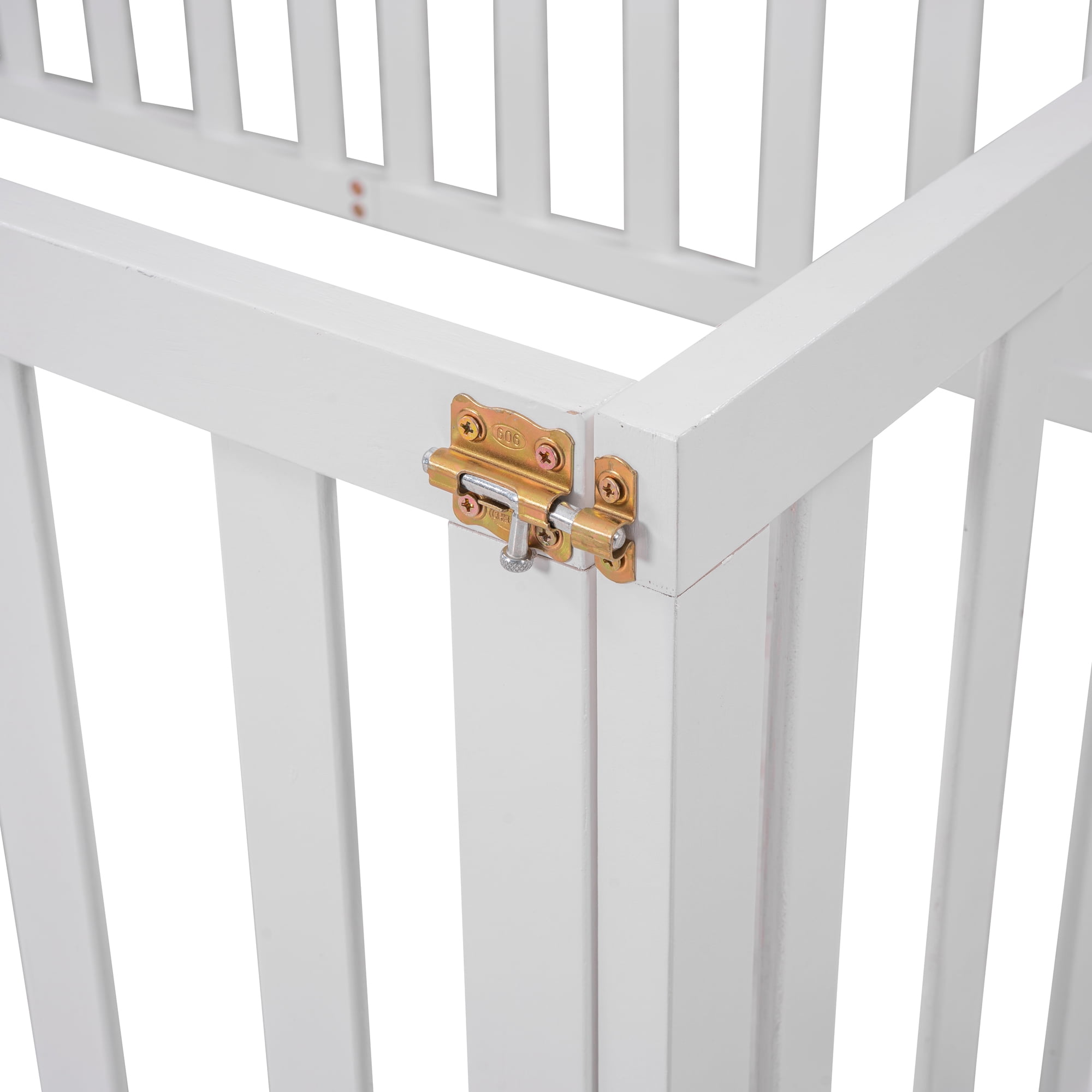 Mintazer Twin Floor Bed with Guardrails & Hinged Gate Door, Montessori Toddler Floor Bed Frame for Kids, White