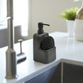 thumbnail image 3 of Mainstays Ceramic Liquid Soap Pump with Sponge Caddy Black Ceramic, 3 of 6