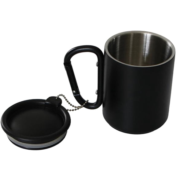 Outdoor Camping Mug Travel Coffee Cup Insulated Mug with Carabiner Handle & Lid Portable Water Mug