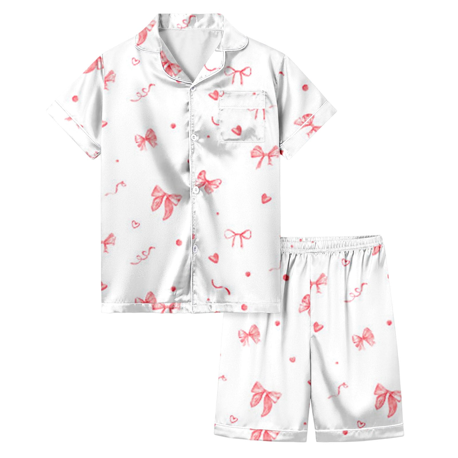 TOOYOU Girls Sleepwear Outfit Sets Bow Printed Pajamas Short