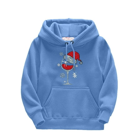 

Toddler Christmas Red Glass Prints Drawstring Pullover Hooded Comfortable Tops Loose Long Sleeve Blouse with Pocket Sweatshirt Toddler Hoodie Unisex Kids Solid Cotton Hoodie Christmas Outfit Baby Girl