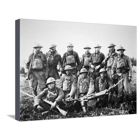German Heavy Machine Gun American Patrol with German Machine Gun Captured in the Saint-Mihiel Offensive on the Western… Stretched Canvas Print Wall Art By American Photographer ()