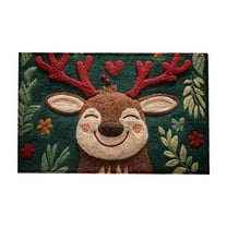 Luoshdecor Merry Christmas Door Rugmat，15.7x23.6 in Rectangular Soft Plush Xmas Theme Mat for Home Kitchen Winter Pary Decor