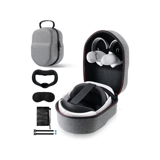 Étui pour Oculus Quest 2 Compatible avec la Version Officielle Elite Strap, avec Couvre-Visage en Silicone et Protecteur de Lentille, Étui Rigide de Protection Portable pour Meta Quest 2, Accessoires de Casque VR et de Manettes