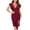 Wine, variant on Evening Dresses for Women Wedding Guest Dresses Women's Sexy Deep V Neck Slit Flared Skirt Dress
