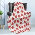 thumbnail image 4 of Fruits Soft Flannel Fleece Blanket, Geometric Shapes Patterned Apples Curves and Circles on Dotted Background, Cozy Plush for Indoor and Outdoor Use, 70" x 90", Blush Red Apple Green, by Ambesonne, 4 of 5