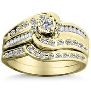 1/2 Carat Total Weight Diamond Bridal Set in 14kt Yellow Gold