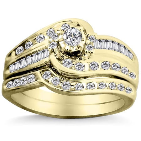 1/2 Carat Total Weight Diamond Bridal Set in 14kt Yellow Gold