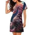 thumbnail image 2 of Fotbe Ocean Seahorse Bata de Dormir para Mujer con Estampado, Camisón de Algodón de Manga Corta, Ropa de Dormir Casual, 2 of 6