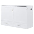 thumbnail image 4 of Queen Size Murphy Bed Wall Bed With Drawer And A Set Of Sockets & Usb Ports, Pulley Structure Design, White, 4 of 9