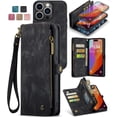 thumbnail image 1 of For iPhone 15 Pro Max Wallet Case,Zipper Folio Leather Case Wallet with Card Holder,Strap Wristlet,Detachable Magnetic Protective Back Case for iPhone 15 Pro Max 5G 6.7 Inch, 1 of 7
