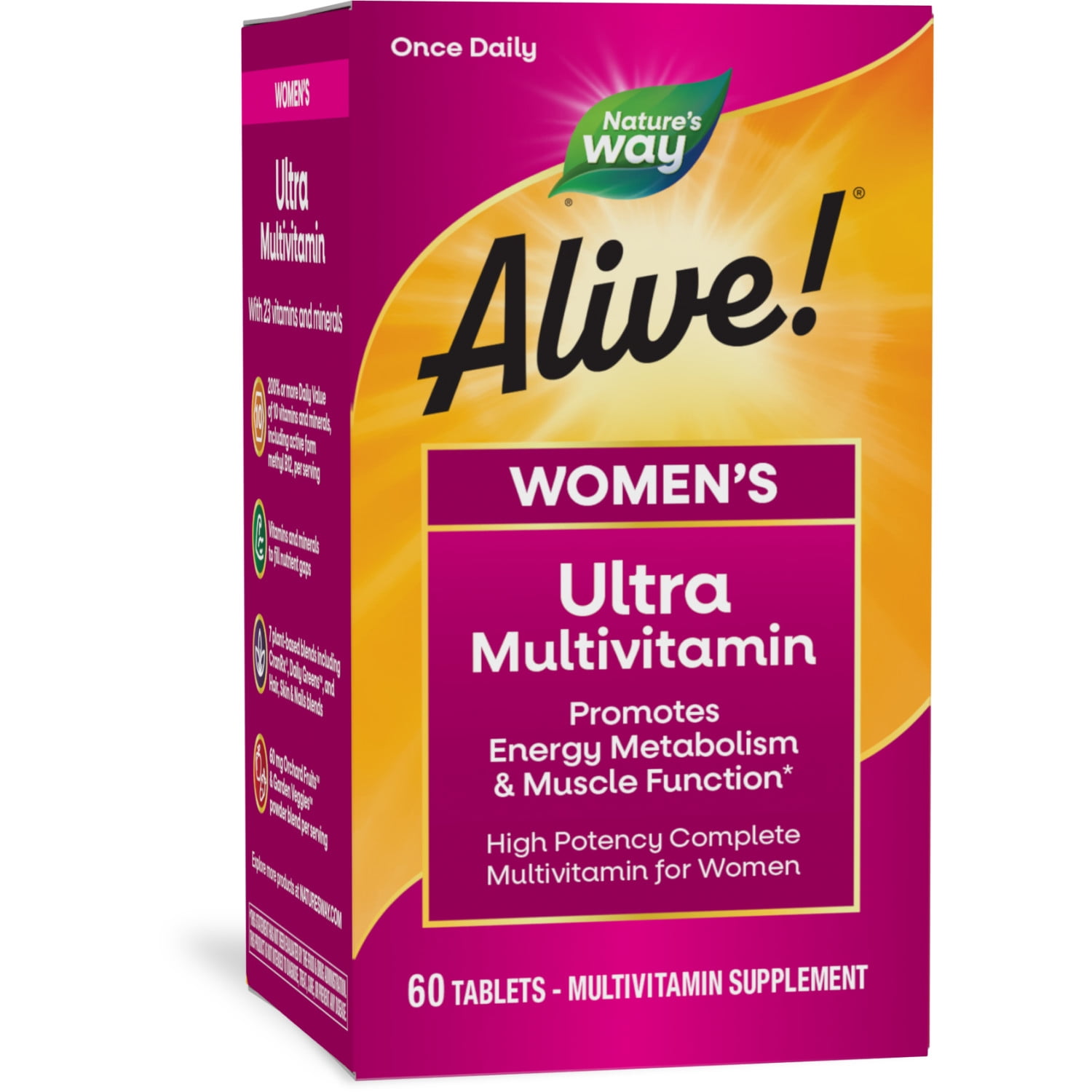 Nature's Way Alive! Women's Ultra Multivitamin Tablets, High Potency Formula, 60 Count