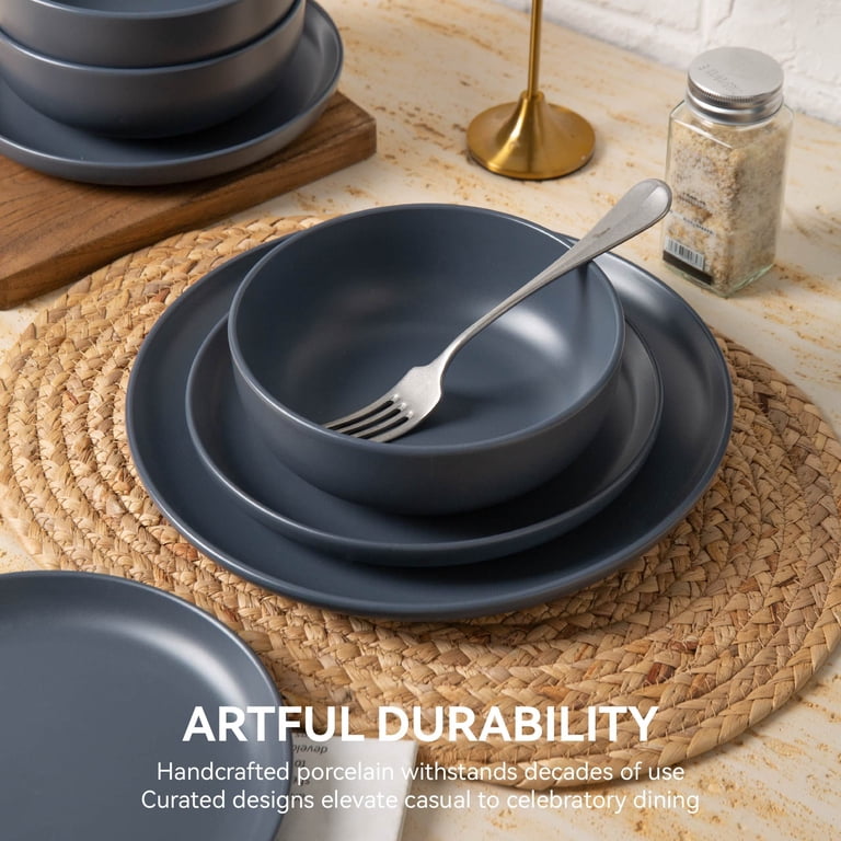 AsterOutdoor 12-Piece Blue Stoneware Dinnerware Set for 4 photo 5
