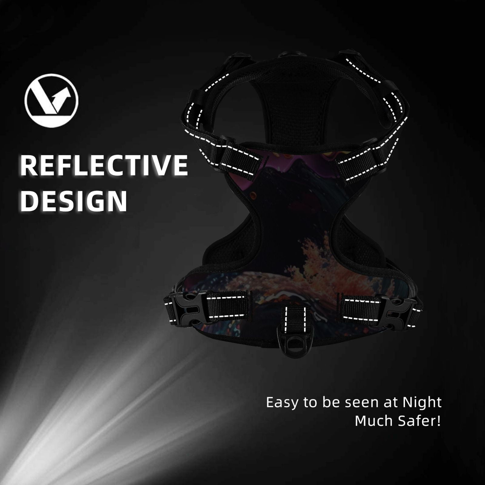 Vsdgher Explosive Fluid Splash Art Dog Harness, No-Pull Pet Harness, Dog Vest, Pet Vest for Small to Large Dogs-Medium