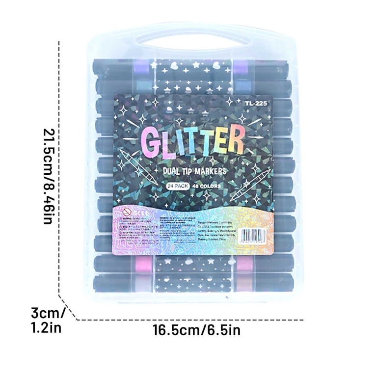 Glitter Marker Dual Tip Pen Set | Double-Sided Soft & Pearl