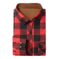 thumbnail image 4 of Youclos Mens Flannel Plaid Shirts Corduroy Collar Long Sleeve Button Down Shirt with Pocket, 4 of 8