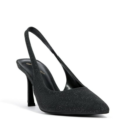 Womens Slingback Pointed Toe Stiletto Pumps Closed Toe Kitten Heels Slip on Elastic Strap Heel Sandals Wedding Party Homecoming Dress Shoes