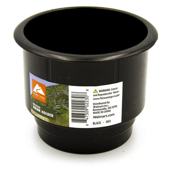 Ozark Trail Boating Recessed Marine Drink Holder, Black. for Boats, Hard Plastic.