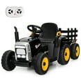 thumbnail image 1 of Costway 12V Kids Ride On Tractor with Trailer Ground Loader w/ RC & Lights Dark Black, 1 of 10