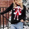thumbnail image 2 of Suéter navideño negro de cuello redondo, bonito diseño y mangas largas para mujer, informal, de punto, talla S, 2 of 8