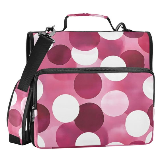 ALAZA Zipper Binder Polka Dots Pink 3 Ring Trapper Keeper File Folder Organizer Bag