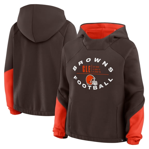 Women's Fanatics Brown Cleveland Browns Oversized-Redzone Bubble Screen Pullover Hoodie