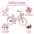 thumbnail image 7 of Dolonm 20" Kids Bike for Ages 7-10, Lightweight High-Carbon Steel Frame Cruiser Bike, Girls Bicycle with Wicker Basket & Rear Seat, No Training Wheels, Pink, 7 of 7