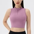 thumbnail image 2 of JGGSPWM Half Zipper Workout Tank Tops for Women with Built in Bra, Racerback Workout Tops Sleeveless Crop Tops Gym Yoga Tops Purple L, 2 of 3