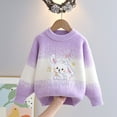 thumbnail image 2 of CYRBOKO Girl's Knit Sweaters, Holiday Crew Neck Casual Long Sleeve Kint Clothes Purple Size 6-7 T, 2 of 6