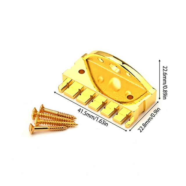 Headless Acoustic Guitar Bridge with Locking Headless Electric Guitar Nut Professional Bass Spare Parts Studio Practice School Musical Instrument Gold