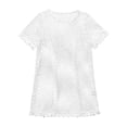 thumbnail image 3 of BOBOGOJP Girls Crochet Swim Cover Up Short Sleeve V Neck/Crewneck Swimsuit Summer Boho Hollow Out Beach Short Coverups White for Size 7-8 Years, 3 of 9