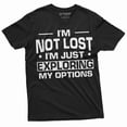 thumbnail image 3 of Funny Exploration shirt I am not Lost Tee Mens Womens Unisex Camping Nature woods summer T-shirt (Small Navy Blue), 3 of 7
