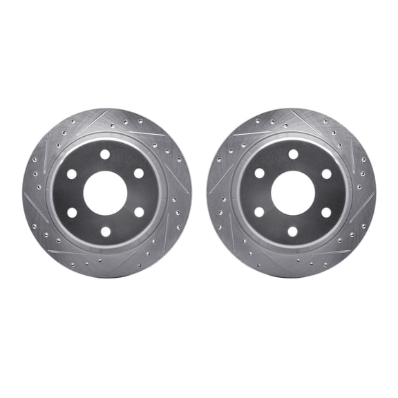 Dynamic Friction Company Rear Brake Rotors-Drilled and Slotted-Silver 7002-48057