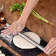 thumbnail image 4 of chaungfeng Smooth Stainless Steel Rolling Pin for Baking Fondant, Pizza, Pie, Pastry, Pasta, Dough, Cookies (12in), 4 of 7