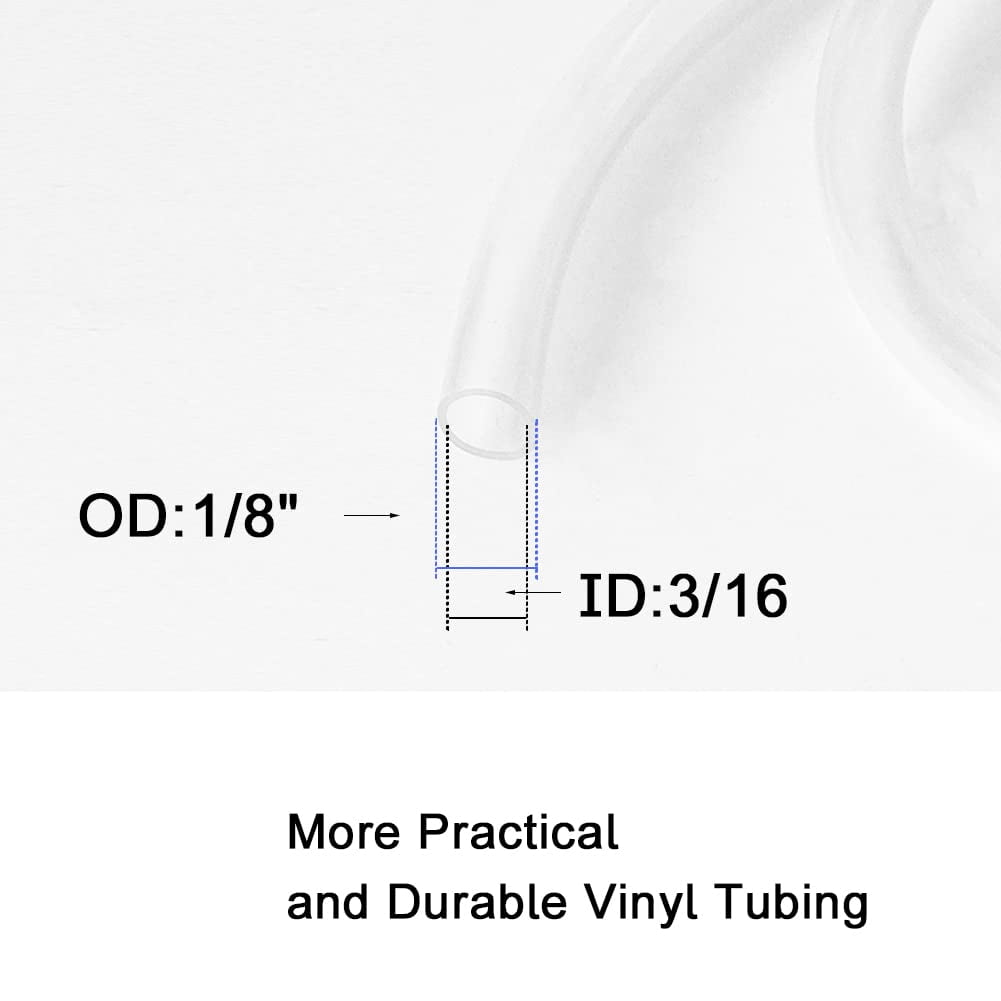 MKEUDQ-PVC Vinyl Tubing, 1/8" ID x 3/16" OD Plastic Industrial Grade Lightweight Clear Hybrid PVC Hose Tube BPA Free Air Hose Line, 10FT
