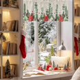 thumbnail image 3 of Christmas Valances for Windows, 54 x 18in, Poinsettia Snowflakes Linen Pine Cone Pine Needle Rod Pocket Kitchen Valance Curtain Light Filtering Window Treatments for Living Room Bedroom, 1 Panel, 3 of 7