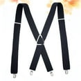 thumbnail image 4 of JUNWELL 1 Pce Bretelles en Forme de X pour Hommes Larges Réglables et Élastiques avec 4 Clips Solides pour Homme (Noir), 4 of 5